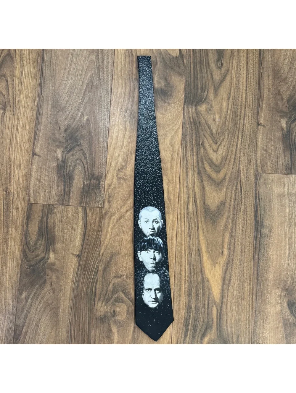 Vintage 1996 Ralph Marlin The Three Stooges Necktie Moe Larry Curly Black